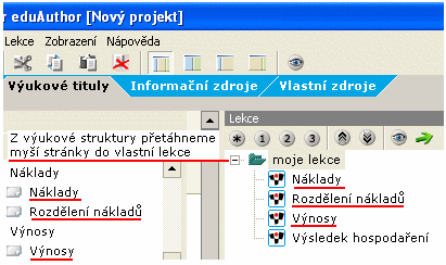 Editor "eduAuthor" - ukázka přemístění souborů do vlastního výukového kurzu