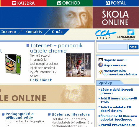 Hlavní stránka serveru "ŠkolaOnLine.cz"