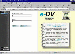 Vstupní stránka do systému "e-DV" pro výuku kurzů.
