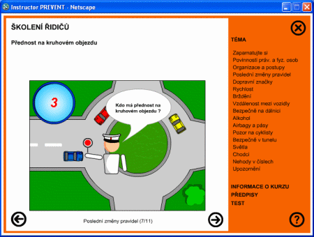 Ukázka kurzu pro výuku řidičů