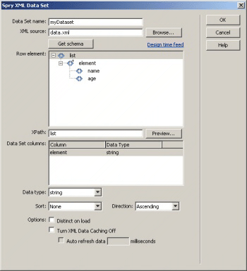 Definice XML datasetu