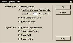 Dialog Convert Layers To Table