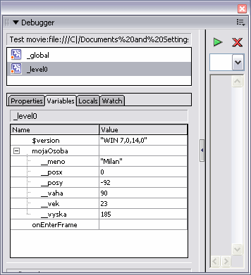 Debugger - "Osoba" a jej vlastnosti