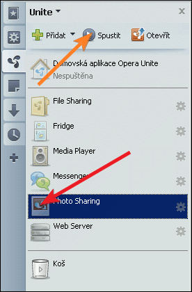 Spuštění modulu Photo Sharing