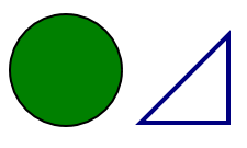 "zelený kruh a modrý trojúhelník"