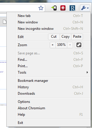 Sjednocené menu Google Chrome