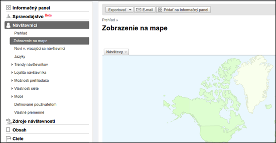 Snímok zobrazenia na mape v Google Analytics