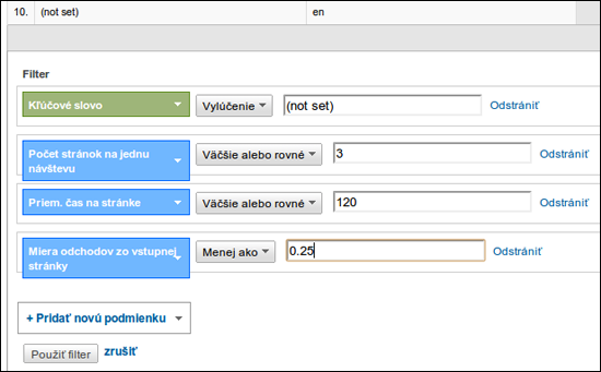 Nastavenie rozšíreného filtra v Google Analytics