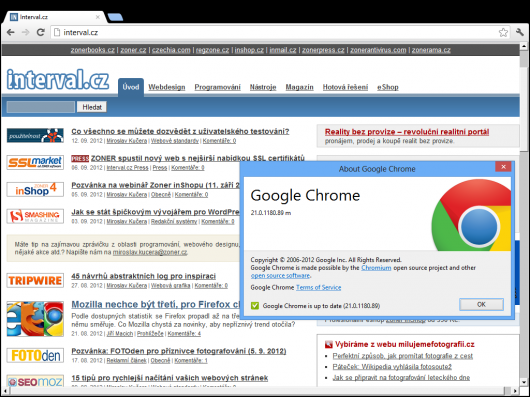 Google Chrome 21 pro Metro