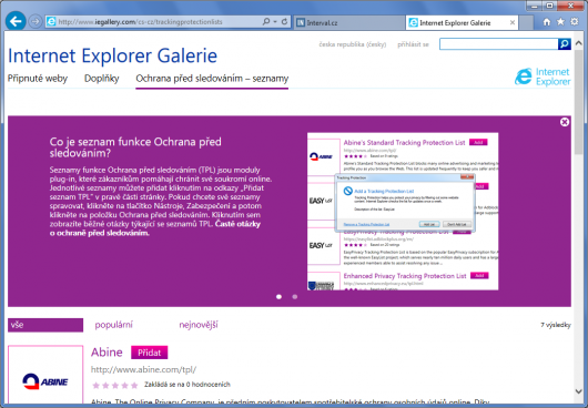 Internet Explorer 10 - ochrana před sledováním