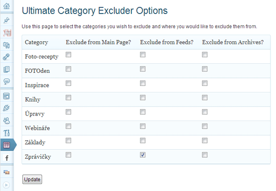 Ultimate Category Excluder Options