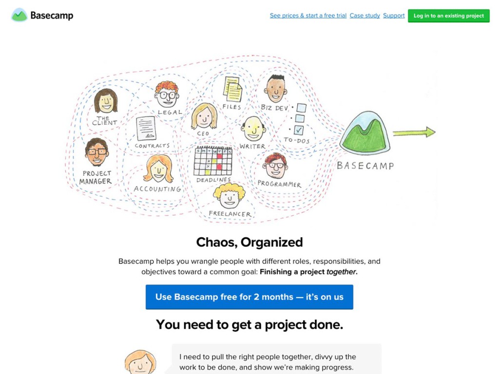 basecamp landing page