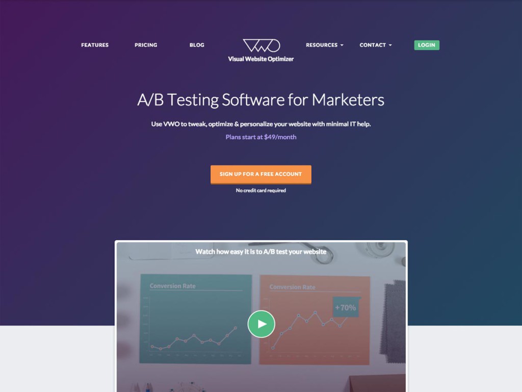 vwo landing page